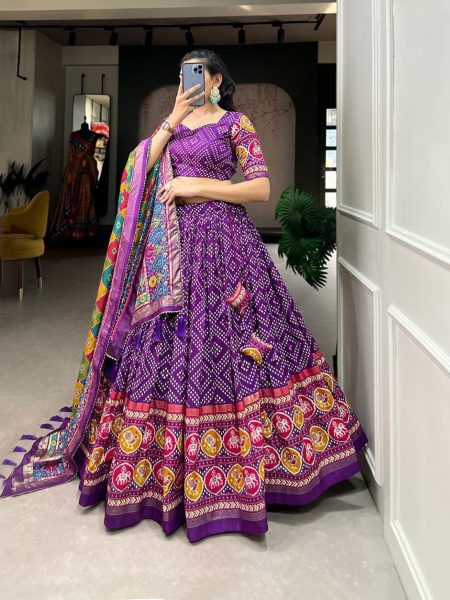 Navratri Special Bandhej And Patola Print Lehenga Choli  Navratri Lehnega Choli