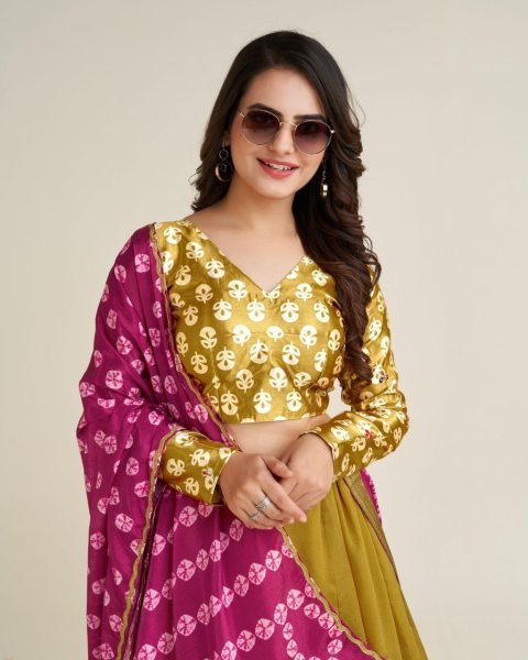 Navratri Special Bandhni Style Lehenga Choli  Navratri Lehnega Choli