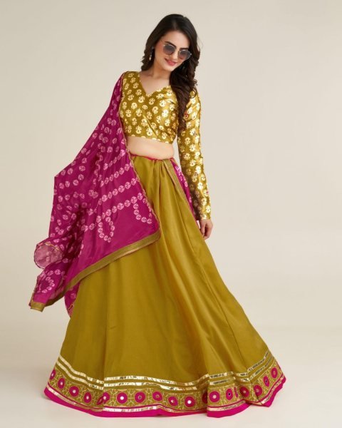 Navratri Special Bandhni Style Lehenga Choli  Navratri Lehnega Choli