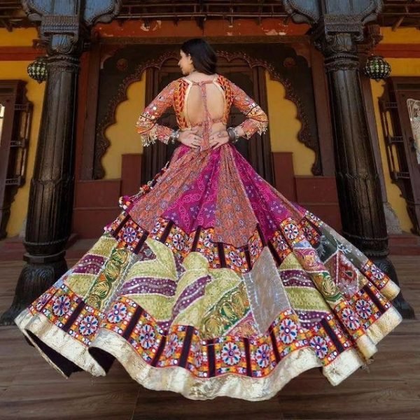 Navratri Special Butter Silk Printed Mirror Work Lehenga Choli Navratri Lehnega Choli