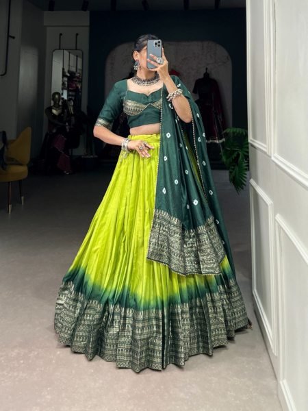 Navratri Special Chanderi Lehenga Choli With Zari Weaving Work Navratri Lehnega Choli