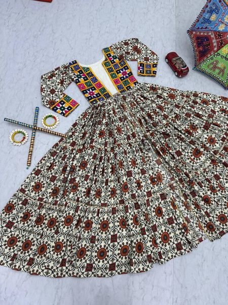 Garba Ready Cotton Mirror Lehenga with Kachchi Shrug Navratri Special Navratri Lehnega Choli