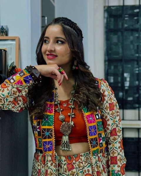 Garba Ready Cotton Mirror Lehenga with Kachchi Shrug Navratri Special Navratri Lehnega Choli