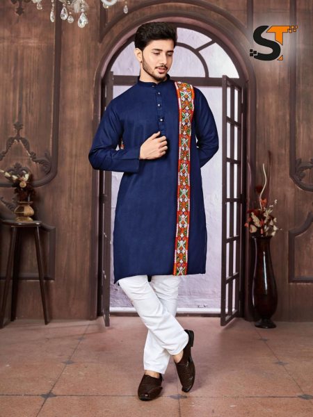 Navratri Special Cotton With Embroidery Mens Kurta Pajama  Kurta Pajama Wholesale