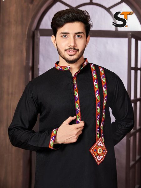 Navratri Special Cotton With Embroidery Mens Kurta Pajama  Kurta Pajama Wholesale