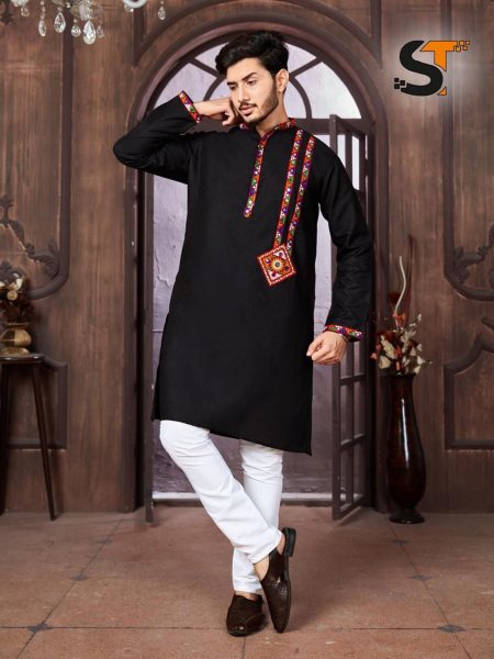 Navratri Special Cotton With Embroidery Mens Kurta Pajama  Kurta Pajama Wholesale