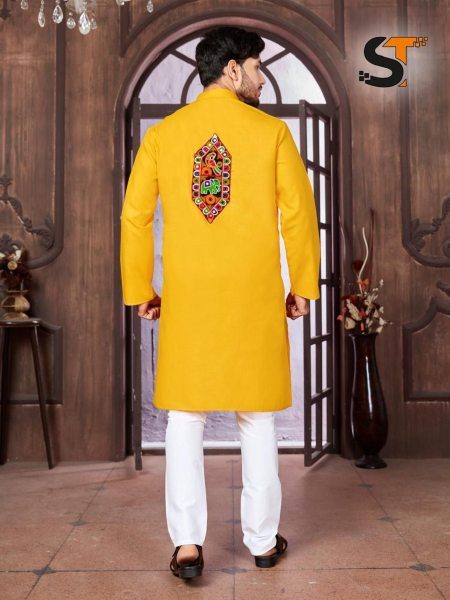 Navratri Special Cotton With Embroidery Mens Kurta Pajama  Kurta Pajama Wholesale