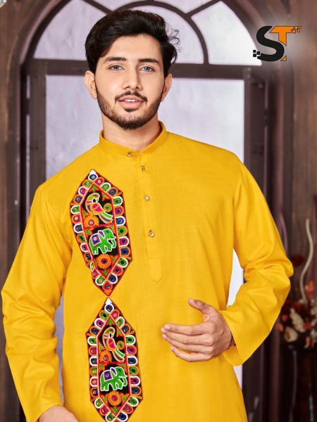 Navratri Special Cotton With Embroidery Mens Kurta Pajama  Kurta Pajama Wholesale