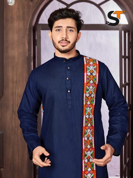 Navratri Special Cotton With Embroidery Mens Kurta Pajama  Kurta Pajama Wholesale