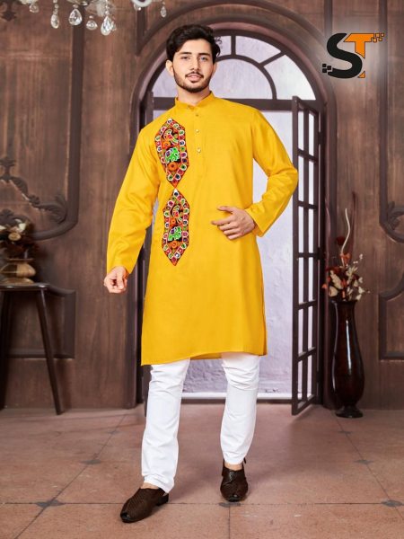 Navratri Special Cotton With Embroidery Mens Kurta Pajama  Kurta Pajama Wholesale