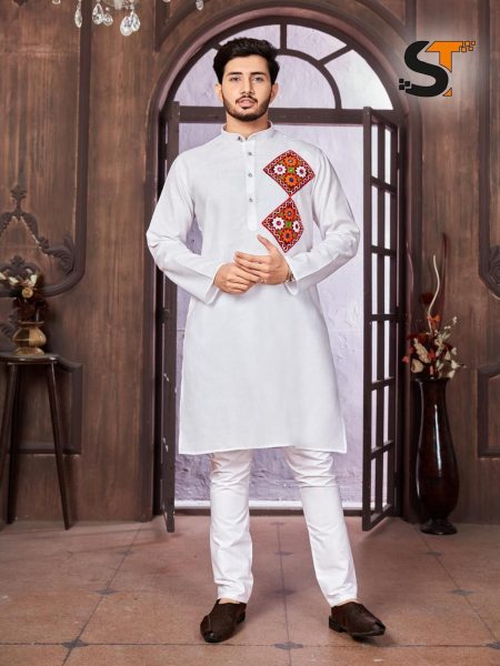 Navratri Special Cotton With Embroidery Mens Kurta Pajama  Kurta Pajama Wholesale