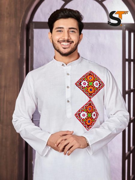 Navratri Special Cotton With Embroidery Mens Kurta Pajama  Kurta Pajama Wholesale