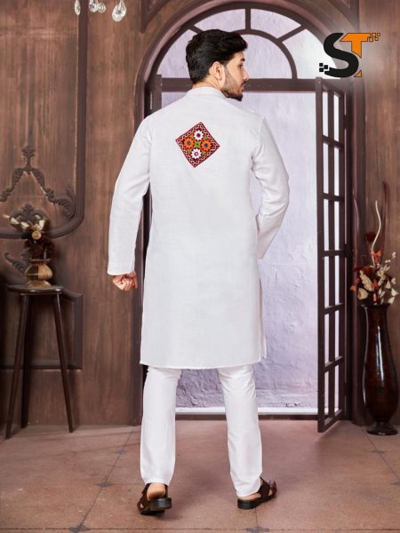 Navratri Special Cotton With Embroidery Mens Kurta Pajama  Kurta Pajama Wholesale