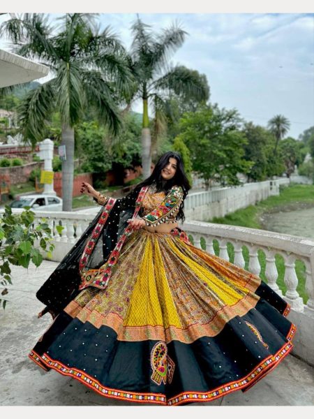 Navratri Special Muslin Cotton Printed Designer Lehenaga Choli  Navratri Lehnega Choli