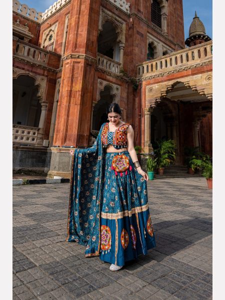 Navratri Special Pure Rayon Fully Stitched Lehenga Choli  Navratri Lehnega Choli