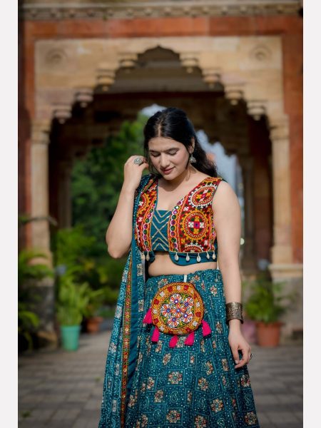 Navratri Special Pure Rayon Fully Stitched Lehenga Choli  Navratri Lehnega Choli