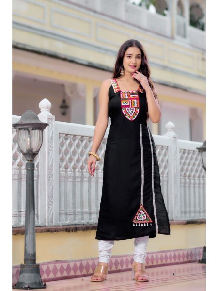 Navratri  Special roman silk Straight Long Kurti    Straight Cut Long Kurtis