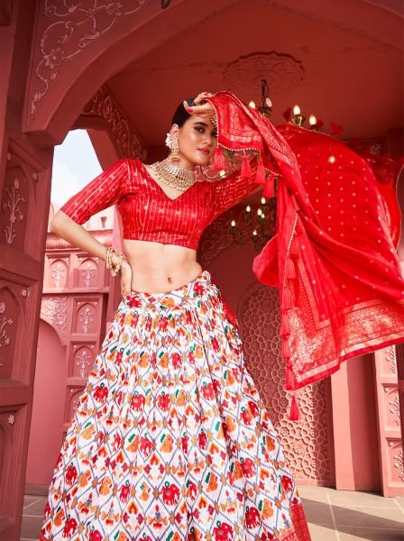  Navratri Special Traditional Looks For Foil Printed Dola Silk Lehenga Choli Set Navratri Lehnega Choli
