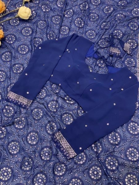 Navy Blue Georgette Festival Wear Saree With Embroidery Sequance Work Embroidery Sarees Wholesale