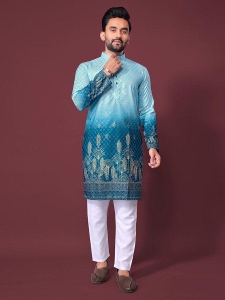 Nawabi Ease Cotton Rayon Kurta Set with Raymond Pajama for Festive Style 