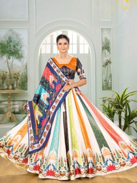 Nazaakat Gota Satin Printed Lehenga Choli Set Perfect for Navratri Nights 