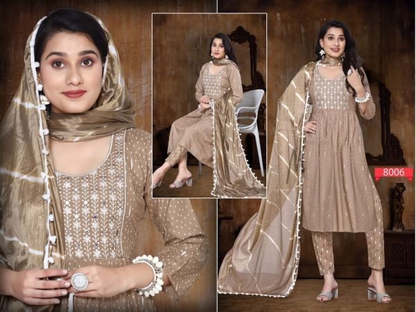  Nazakat Nayra Cut Kurti  Pant With Dupatta In Reyon Fabric 3 Piece Kurti Set