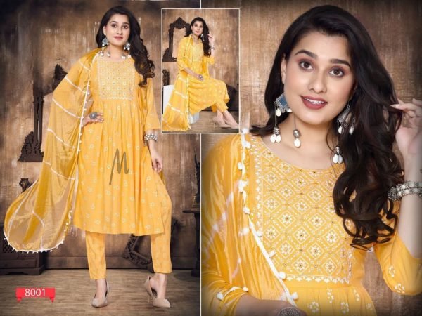  Nazakat Nayra Cut Kurti  Pant With Dupatta In Reyon Fabric 3 Piece Kurti Set