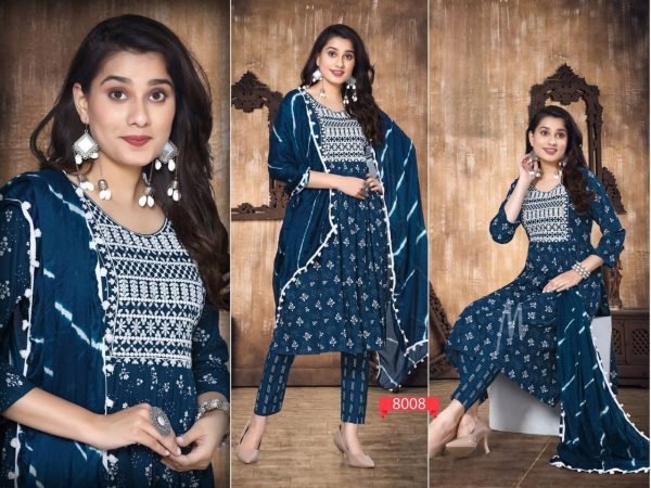 Nazakat Nayra Cut Kurti  Pant With Dupatta In Reyon Fabric 3 Piece Kurti Set