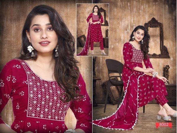  Nazakat Nayra Cut Kurti  Pant With Dupatta In Reyon Fabric 3 Piece Kurti Set