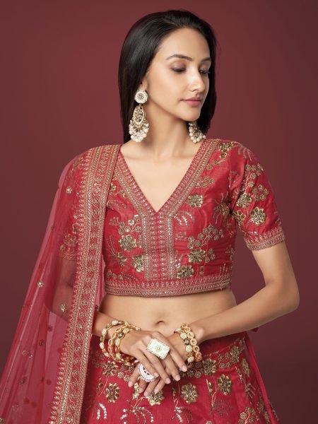 Neon Slub Silk Bridal Lehenga Choli with Zari   Dori Sequins Embroidery Elegant Wedding Collection Designer Lehenga Choli