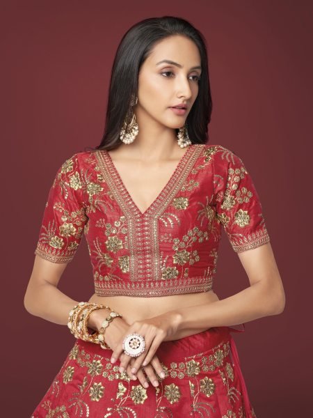 Neon Slub Silk Bridal Lehenga Choli with Zari   Dori Sequins Embroidery Elegant Wedding Collection Designer Lehenga Choli