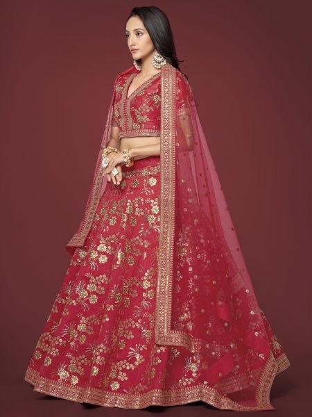 Neon Slub Silk Bridal Lehenga Choli with Zari   Dori Sequins Embroidery Elegant Wedding Collection Designer Lehenga Choli