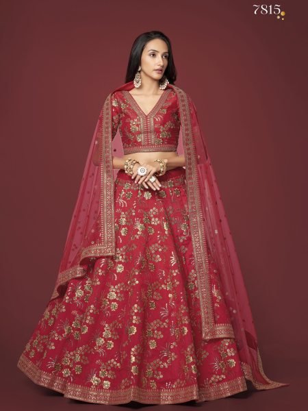Neon Slub Silk Bridal Lehenga Choli with Zari   Dori Sequins Embroidery Elegant Wedding Collection Designer Lehenga Choli