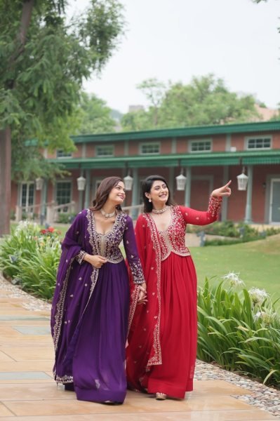 Elegant Faux Blooming Gown with Sequins and Zari Embroidery for Women     Premium Collection Plus Size Kurti / Gown