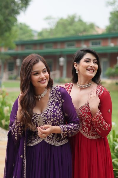 Elegant Faux Blooming Gown with Sequins and Zari Embroidery for Women     Premium Collection Plus Size Kurti / Gown