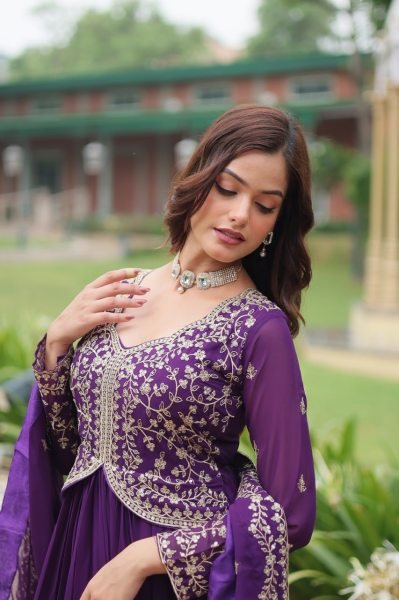 Elegant Faux Blooming Gown with Sequins and Zari Embroidery for Women     Premium Collection Plus Size Kurti / Gown