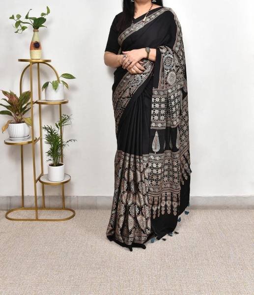 New Ajrakh Print Cotton Sarees Online At Best Rates Printed Cotton Sarees Wholesale