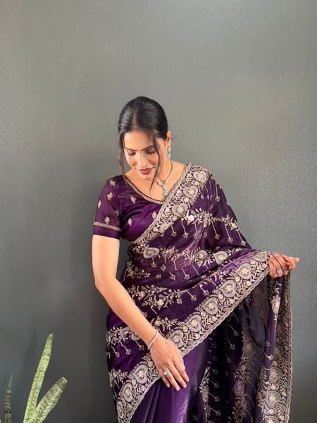 New Amazing Designer Heavy Jimmy Choo Silk Saree For Women Fashion JIMMY CHOO SAREE