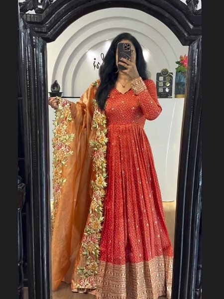 New Arrival Anarkali Style Heavy Work Gown Front   Back Sequin Detailing  Best Price from Clothing Wholesaler