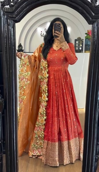 New Arrival Anarkali Style Heavy Work Gown Front   Back Sequin Detailing  Best Price from Clothing Wholesaler Anarkali Kurtis 