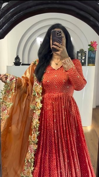 New Arrival Anarkali Style Heavy Work Gown Front   Back Sequin Detailing  Best Price from Clothing Wholesaler Anarkali Kurtis 