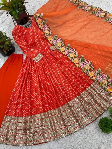 New Arrival Anarkali Style Heavy Work Gown Front   Back Sequin Detailing  Best Price from Clothing Wholesaler Anarkali Kurtis 