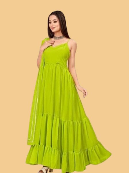 New Arrival Designer Georgette Gown For Women With Dupatta Set 