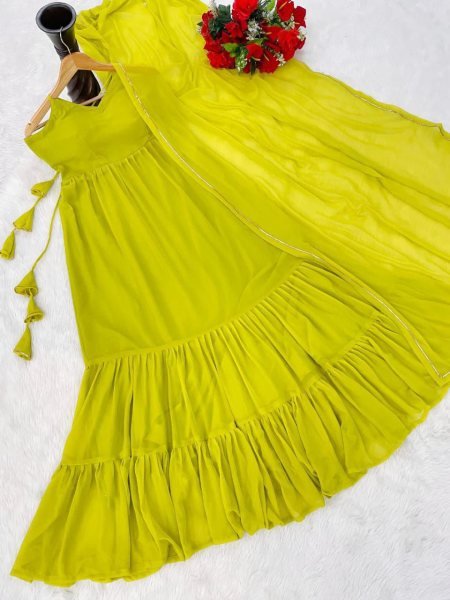 New Arrival Designer Georgette Gown For Women With Dupatta Set Ready To Wear Collection