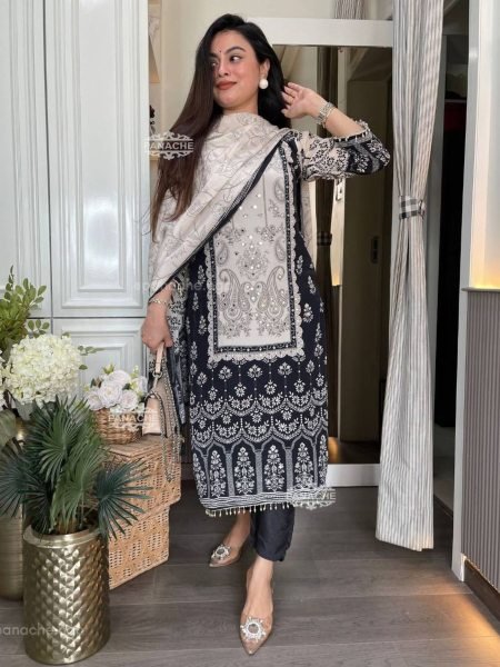 New Arrival Elegant Chinon Kurti Set with Mirror   Lace Work Dupatta Included Wholesale Price  