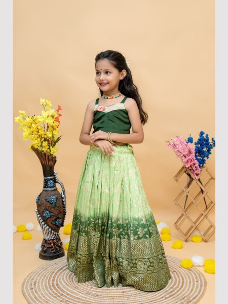 New Arrival Georgette Sequence Embroidery Work Kids Lehenga Choli With Jacket  Girls Wear