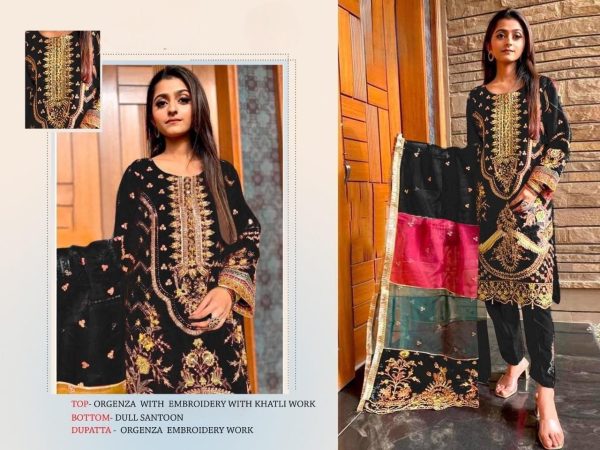 New Arrival Organza Embroidery  Work Pakistani Three Set Suit  Salwar Kameez