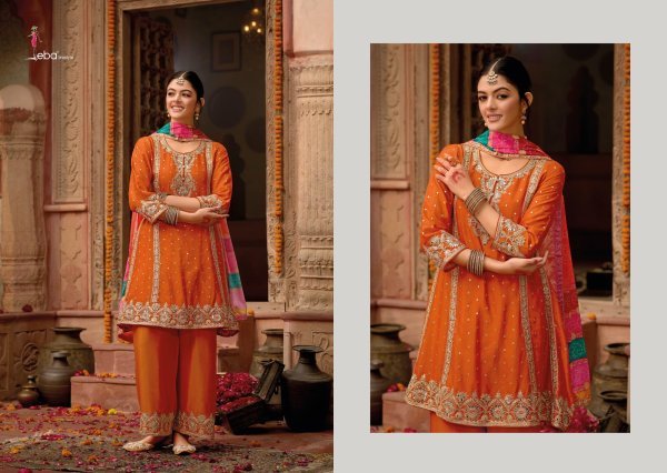 New Arrival  Sea Orange A Line Kurta with Palazzo   Dupatta Ready to Wear Wholesale Offer Designer Plazzo Salwar Suits Wholesale