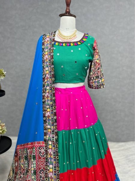 New Arrivals Heavy Polyster Cotton Navratri Lehenga Choli  Navratri Lehnega Choli
