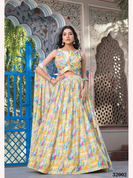 New Arrivals Multicolor Slim Georgette Silk Ready Made Jacket Style Lehenga Choli   Designer Lehenga Choli